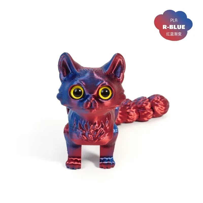 Jouet chaton mignon imprimé en 3D avec joint de queue mobile, modèle de chat articulé coloré, cadeau
