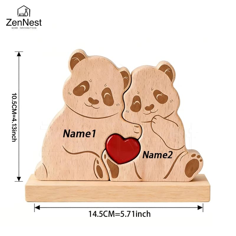 Puzzle en bois personnalisé en forme d'ours, décoration d'intérieur, nom personnalisé, peut contenir
