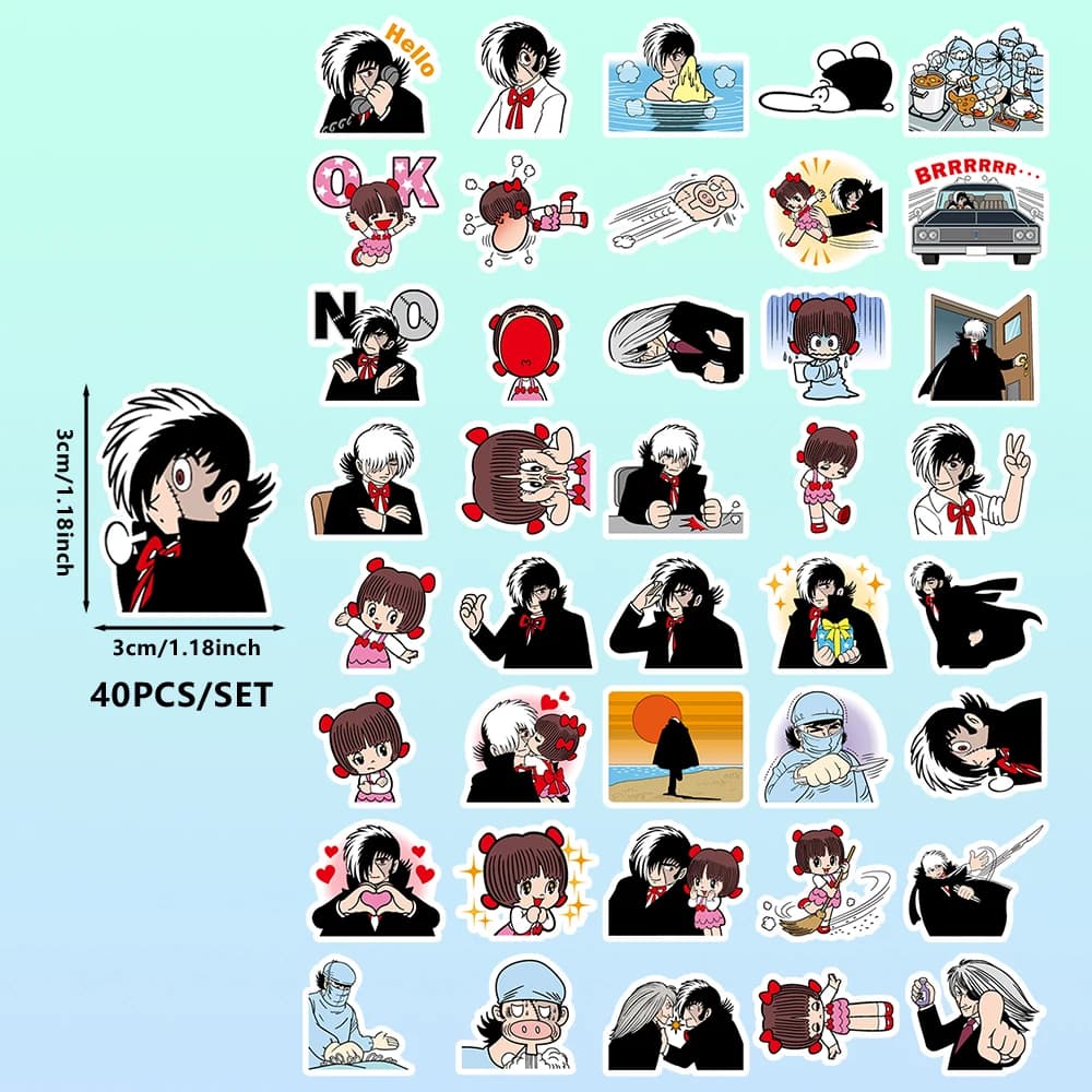 40 pièces d'autocollants périphériques manga Black Jack, fournitures de scrapbooking et autocollants