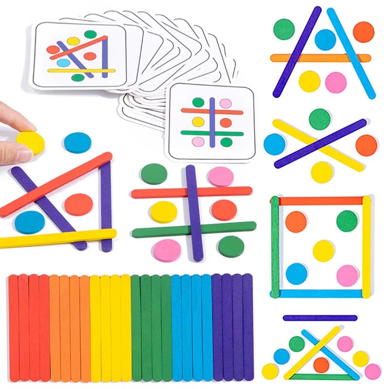 Puzzle bâton arc-en-ciel pour enfants, jouets Montessori, couleur sensorielle, pensée logique, jeux 