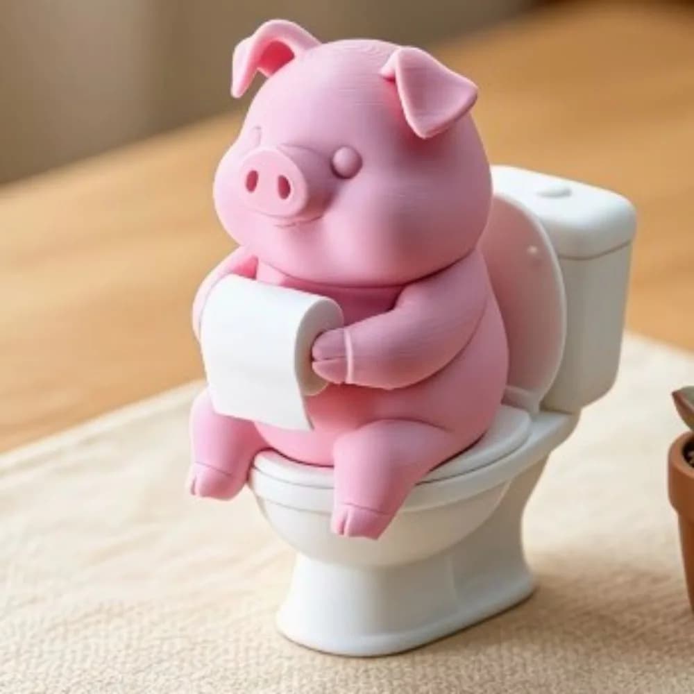 Figurine de cochon imprimée en 3D, figurine de cochon de dessin animé en plastique, ornements de bur
