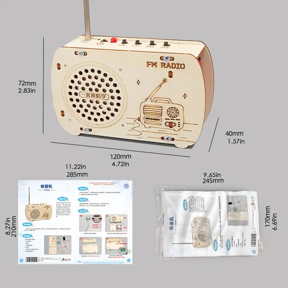Kit de construction radio en bois : Apprentissage électronique interactif, formation pratique, kits 