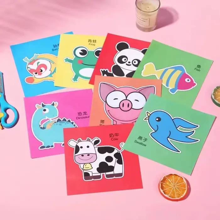 Livre découpé en papier fait à la main, 48 pièces, jouets artisanaux pour enfants, bricolage, dessin