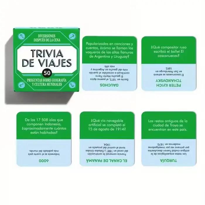 Cartes de jeu espagnoles de taille mini "Nom qui mot!" Jeu de cartes de réunion de famille, 50 pièce