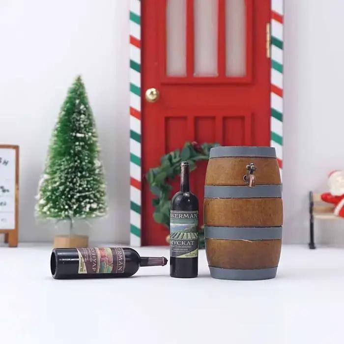 Bouteilles de vin rouge miniatures 1:12 pour maison de poupée, tonneau avec robinet d'eau, modèle de
