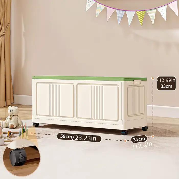 Poubelle à jouets pliable, rangement mobile roulant, grande capacité peu encombrante, robuste pour l