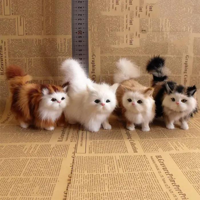 Jouets en peluche de chat de Simulation mignon, modèle de chaton en peluche doux, faux chat, animaux