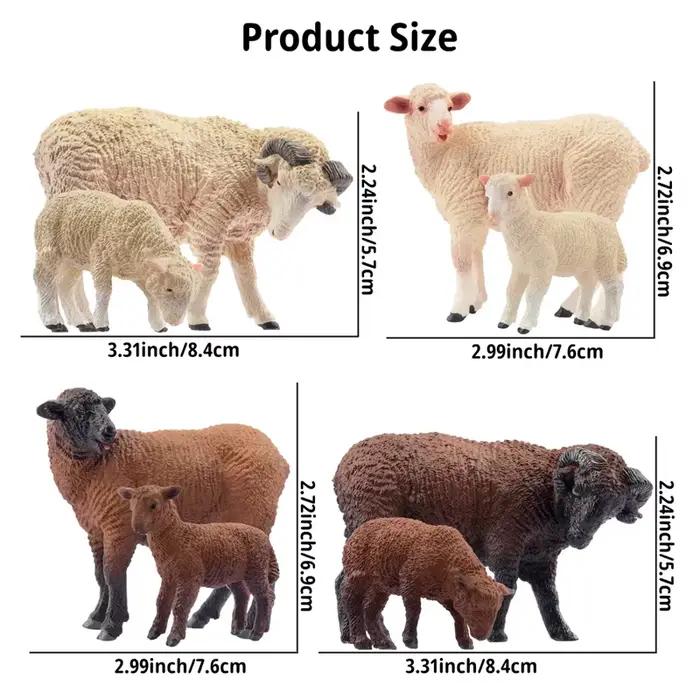 8 pièces Simulation mouton ferme modèle Animal jouet Mini merino mouton Figurines poupées Action Fig