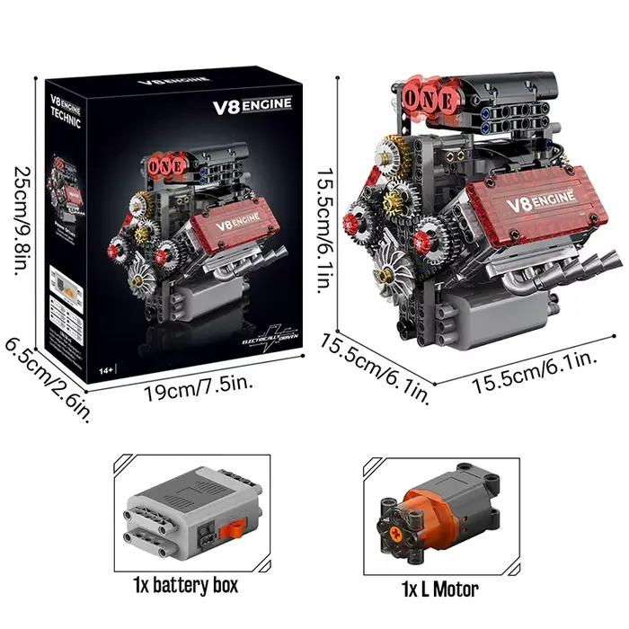 Kit de blocs de construction pour modèle de moteur V8, assemblage motorisé électrique détaillé, proj