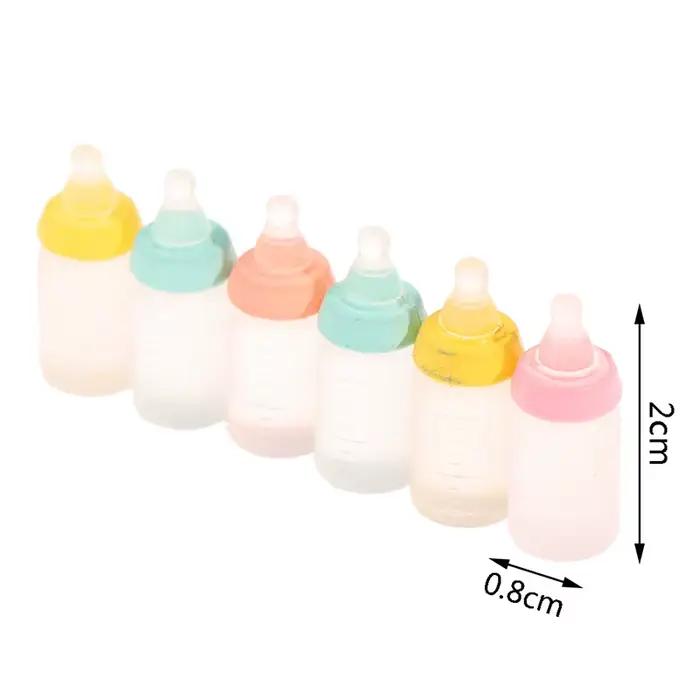 Bouteille de lait miniature pour maison de poupée 1:12, 6 pièces, modèle de biberon, accessoires de