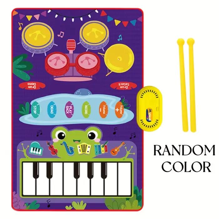 Tapis de jeu pour piano et batterie, tapis de jeu sensoriel pour musique, clavier de piano et tambou