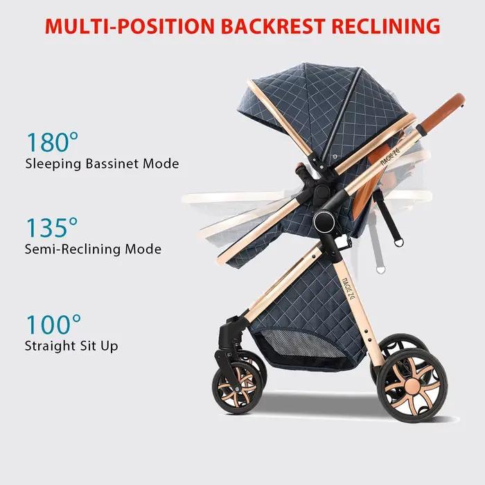 Poussette 3 en 1 confortable, système de voyage et poussette de ville avec mode couchage complet, si