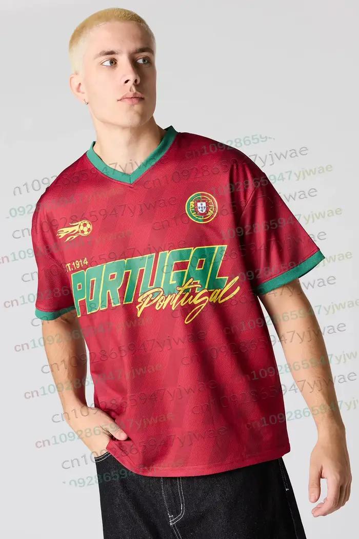 Maillot de football à drapeau portugais 2026, T-shirt respirant à manches courtes pour entraînement