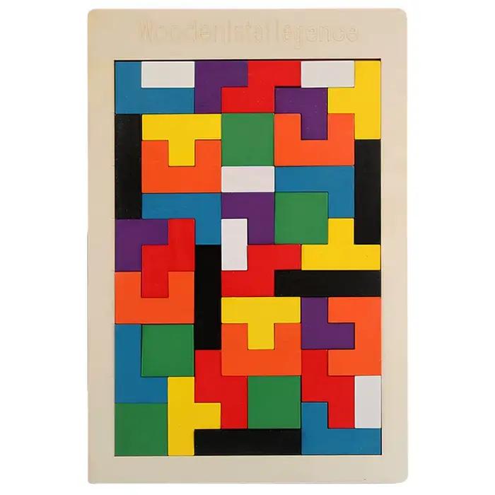 Jouets de puzzle en bois colorés Tangram Montessori matériaux jouets de puzzle pour enfants blocs de
