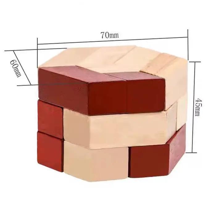 Puzzle 3D en bois Hexagonal IQ logique formation casse-tête défi mental Montessori cadeaux éducatifs