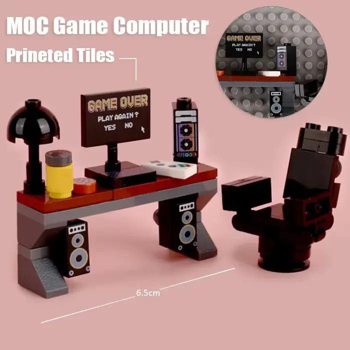 Console de jeu MOC, modèle d'ordinateur, blocs de construction, Mini lecteur de jeu TV, téléphone po