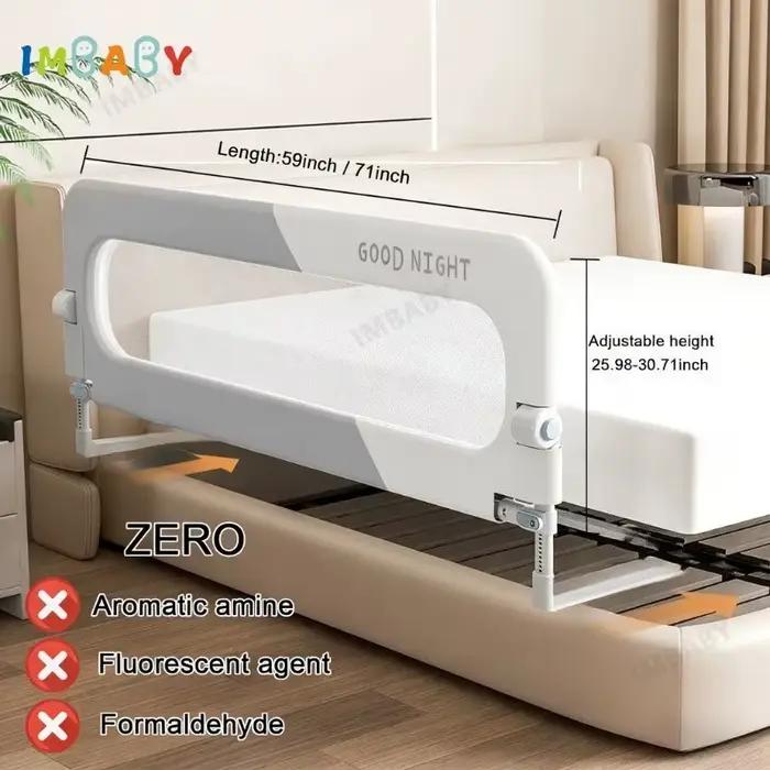 Barrière de lit en forme de L à un seul côté IMBABY | Barrière de sécurité pliable pour bébé sans