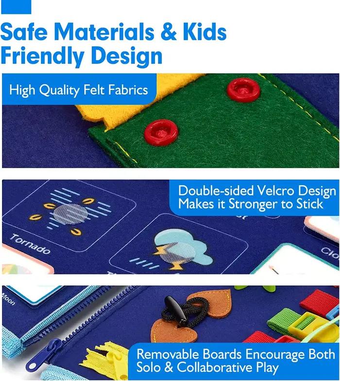 Planche occupée Montessori pour tout-petits, activités, jouets éducatifs, robe de base, motricité, j