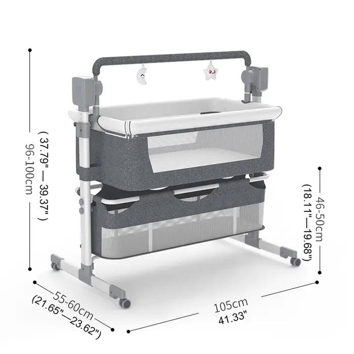 Moussinet pour bébé, moulinet à bascule automatique avec télécommande, roulettes, lit de chevet pour