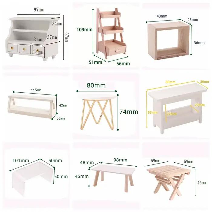 Mobilier miniature pour maison de poupée échelle 1:12, tabouret en bois, support à fleurs, accessoir