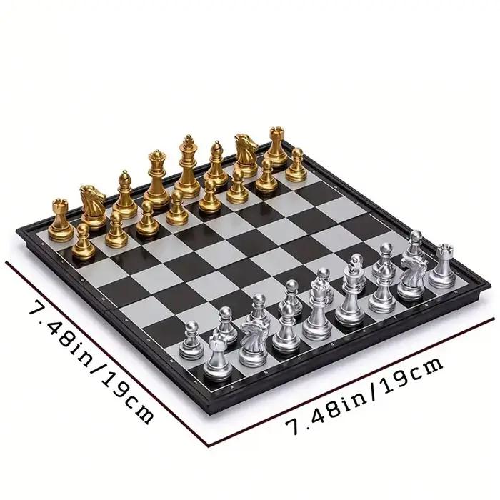 Jeu d'échecs magnétique, parfait pour l'entraînement, ensemble de luxe en or et argent, planche plia