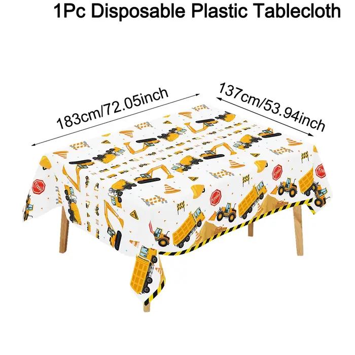 Nappe jetable en plastique à motif de camion excavateur, thème véhicules de chantier, fournitures po