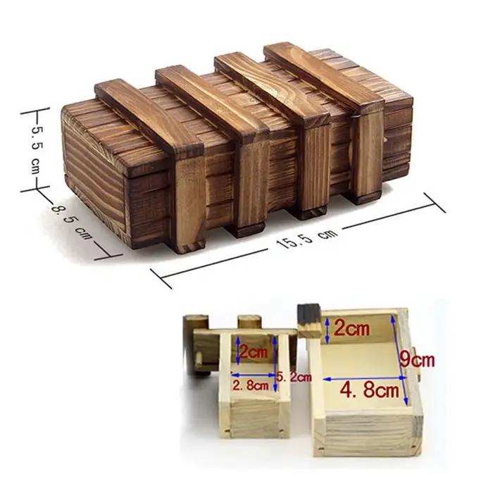 Boîte de rangement de Puzzle en bois Vintage, compartiment Secret caché, casse-tête, jeux de qi pour