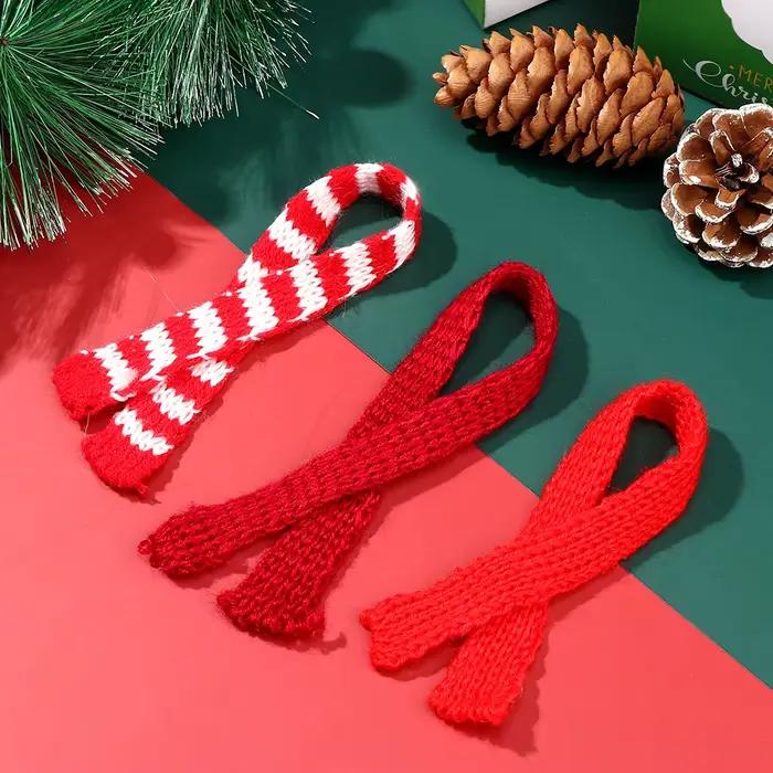 Vêtements de poupée pour décor, Mini chapeaux de noël tricotés, écharpes, chapeau en laine pour 1/12