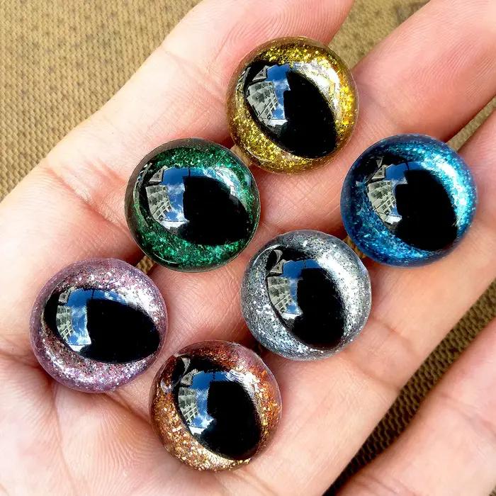 Yeux de sécurité pour chat en plastique à paillettes 3D, 10 paires, pour jouets au Crochet, marionne