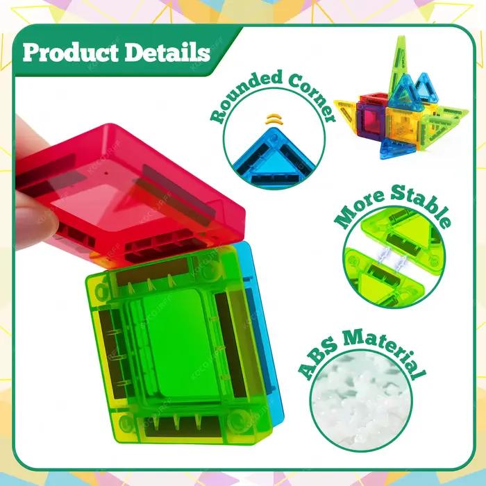 Mini jouets en tuiles magnétiques, avec une boîte en métal pour une portabilité facile, blocs de con