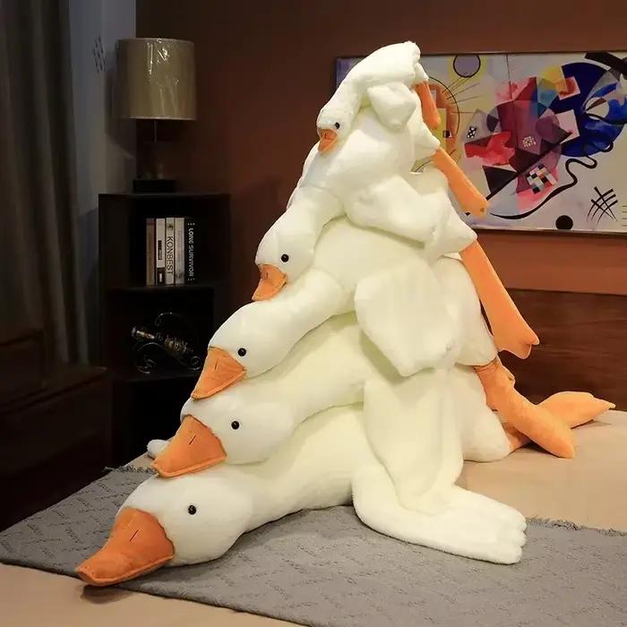 50-190 cm mignon grande oie blanche jouets en peluche Kawaii énorme canard sommeil oreiller coussin