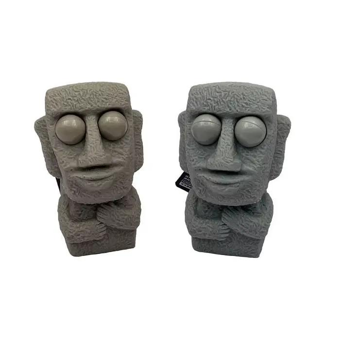Statue Moai douce Stone Man pour enfants, libère un jouet anti-stress, rebondit lentement, yeux pres