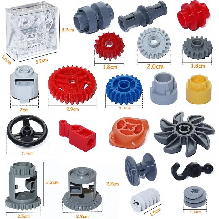 Briques MOC, série d'essieux d'engrenage, plate-forme rotative, crémaillère, différentiel, pièces te