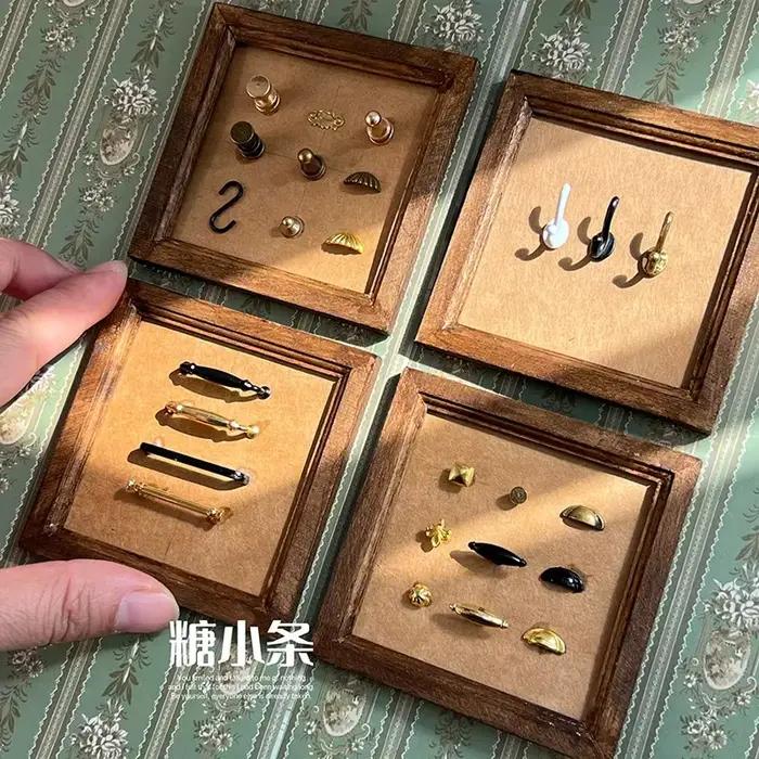 6 pièces 1:12 1:6 Mini poignées bricolage maison de poupée tiroir armoire porte poignée meubles bout