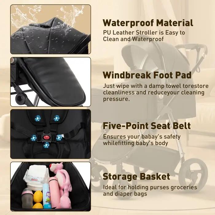 3 en 1 landau poussette Portable luxueux voyage landau haut paysage nouveau-né bébé poussette avec p