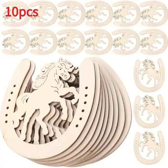 10 pièces de formes de chevaux en bois - Chevaux en bois rétro à faire soi-même, adaptés aux décorat