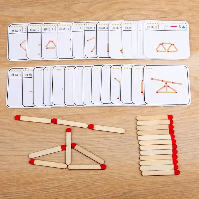 Jeu de puzzle Montessori, jouets en bois, bricolage, jeu de société de géométrie mathématique, réfle