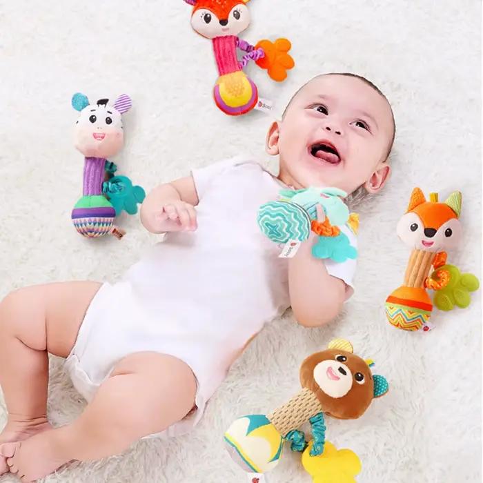 Hochets pour bébé, Animal en peluche doux, poignée, jouets pour bébé, Shaker froissé, grinçant, acce