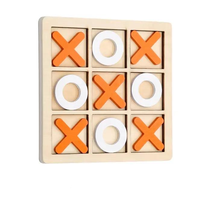 Jeu de société Tic Tac Toe en bois massif – Parfait pour le plaisir familial et le divertissement da