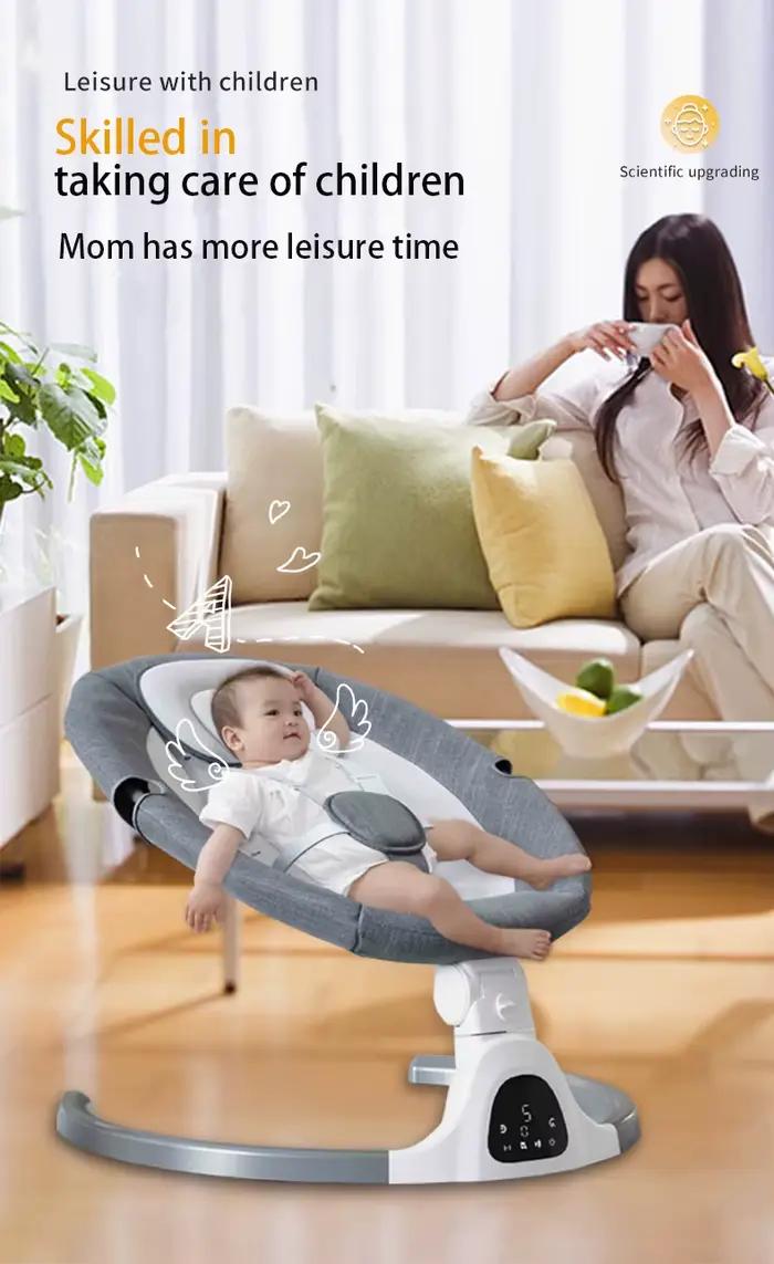 Berceau électrique pour bébé Musique Bluetooth Chaise berçante pour bébé Moustiquaire Télécommande B