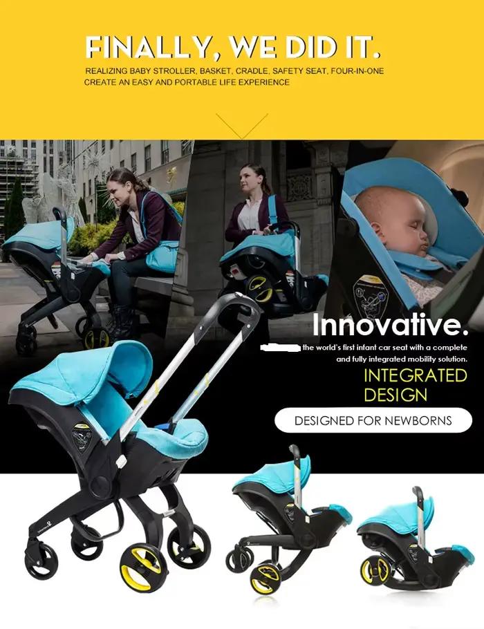 Poussette 4 en 1 pour bébé, chariot de sécurité, pliable, léger, multifonctionnel, système de voyage