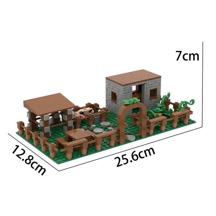 Kit de blocs de construction créatifs : modèle de paysage avec montagne, cascade, étang en pierre, f