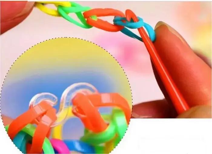 Bracelets à métier à tisser Double couleur, cadeau pour fille, bande élastique tissée, laçage, jouet