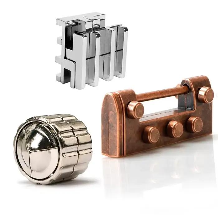 3 pièces très difficile casse-tête Puzzle métal IQ défi jeux jouets éducatifs pour enfants adultes J