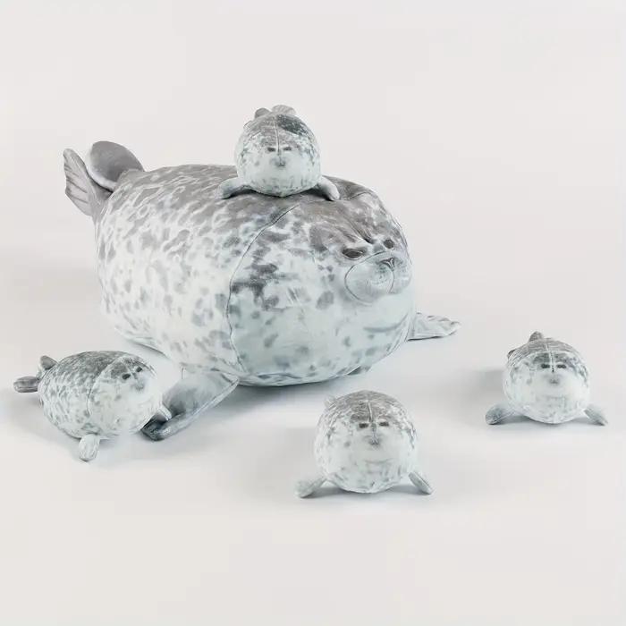 Animal en peluche de sceau de simulation Kawaii avec 4 mini animaux en peluche à l'intérieur - Jouet