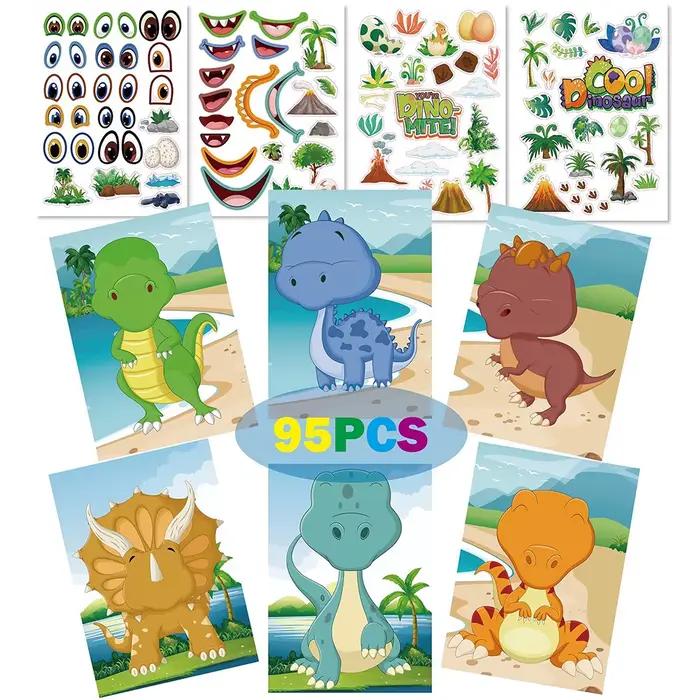 Faire un visage bricolage Animal princesse dinosaure Puzzle autocollants enfants jeux de Puzzle drôl