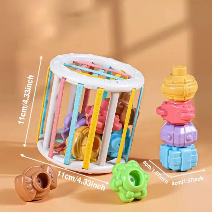 Jouets éducatifs d'apprentissage Montessori pour bébé de 0 à 12 mois, blocs de formes colorées, jeu