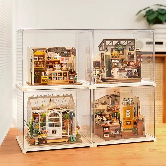 Robotime Rolife DIY Miniature House Room Box Handmade Hut Dust Cover Model Home Decoration Easy to A