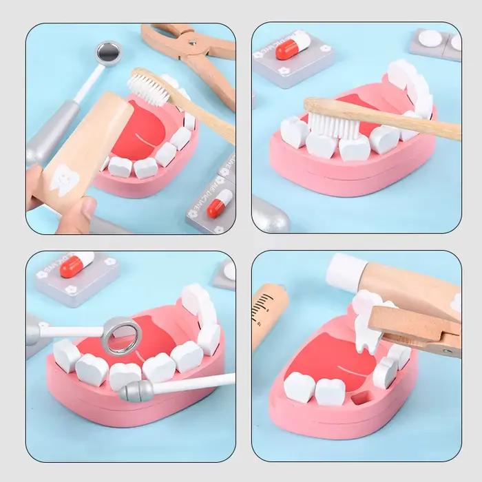 Jouets éducatifs de médecin en bois pour enfants, Simulation de dentiste, brosse de contrôle des den