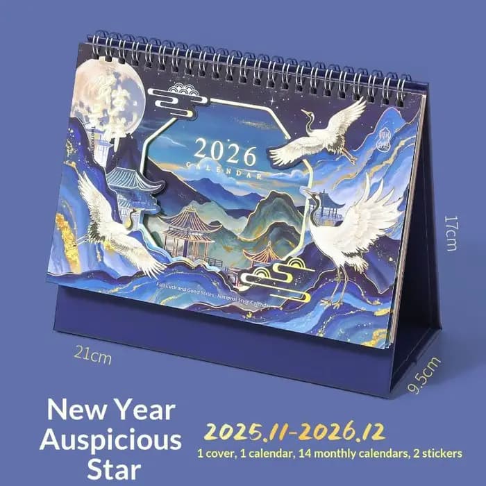 2026 Nouveau calendrier de bureau rétro chinois grand calendrier de bureau liste de choses à faire a